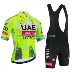Tenue Maillot + Cuissard à Bretelles equipe pro uae team emirates xrg tdf editon race fluo 2025 Hommes