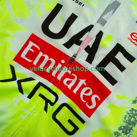 Tenue Maillot + Cuissard à Bretelles equipe pro uae team emirates xrg tdf editon race fluo 2025 Hommes