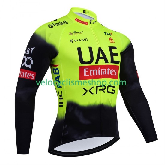 Maillot Cyclisme Manches Longues equipe pro uae team emirates 2025 fluo Hommes