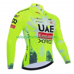 Maillot Cyclisme Manches Longues equipe pro uae team emirates xrg tdf editon race fluo 2025 Hommes