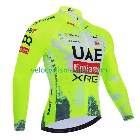 Maillot Cyclisme Manches Longues equipe pro uae team emirates xrg tdf editon race fluo 2025 Hommes