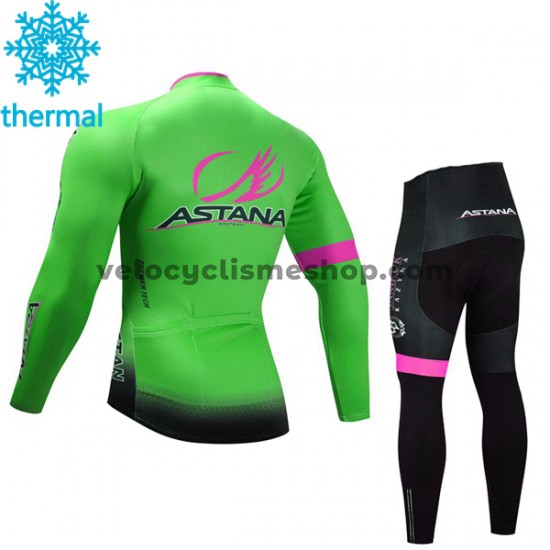 Tenue Maillot M/L + Collant Long 2017 Astana Pro Team Enfant Hiver Thermal Fleece M002