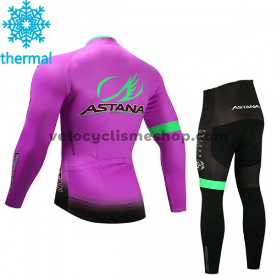 Tenue Maillot M/L + Collant Long 2017 Astana Pro Team Enfant Hiver Thermal Fleece M003