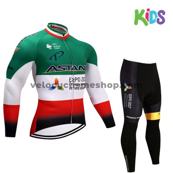 Tenue Maillot M/L + Collant Long 2017 Astana Pro Team Enfant M004