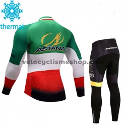 Tenue Maillot M/L + Collant Long 2017 Astana Pro Team Enfant Hiver Thermal Fleece M004