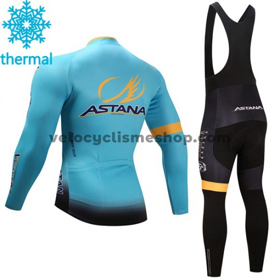Tenue Maillot M/L + Collant à Bretelles 2017 Astana Pro Team Hiver Thermal Fleece M001