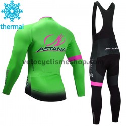 Tenue Maillot M/L + Collant à Bretelles 2017 Astana Pro Team Hiver Thermal Fleece M002