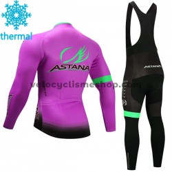 Tenue Maillot M/L + Collant à Bretelles 2017 Astana Pro Team Hiver Thermal Fleece M003