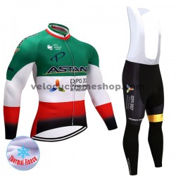 Tenue Maillot M/L + Collant à Bretelles 2017 Astana Pro Team Hiver Thermal Fleece M004