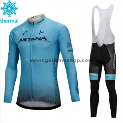 Tenue Maillot M/L + Collant à Bretelles 2018 Astana Pro Team Hiver Thermal Fleece M001