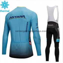 Tenue Maillot M/L + Collant à Bretelles 2018 Astana Pro Team Hiver Thermal Fleece M001