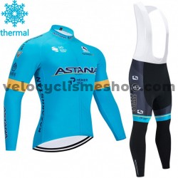 Tenue Maillot M/L + Collant à Bretelles 2020 Astana Pro Team Hiver Thermal Fleece M001