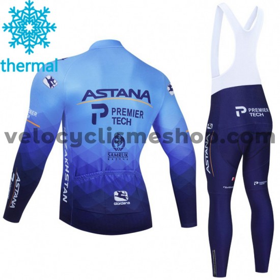 Tenue Maillot M/L + Collant à Bretelles 2021 Astana–Premier Tech Hiver Thermal Fleece M001