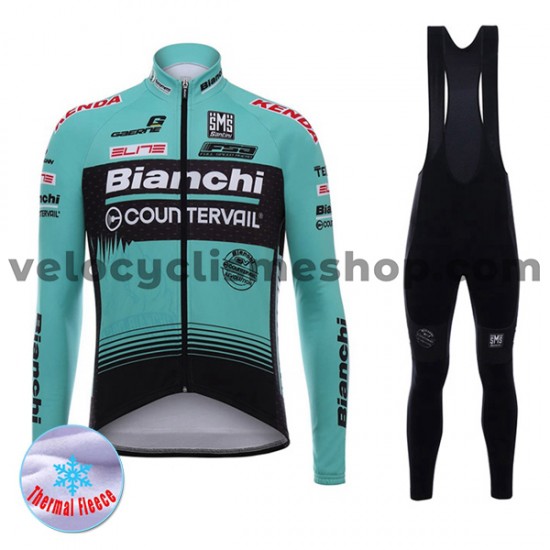 Tenue Maillot M/L + Collant à Bretelles 2017 Bianchi Countervail Hiver Thermal Fleece M001