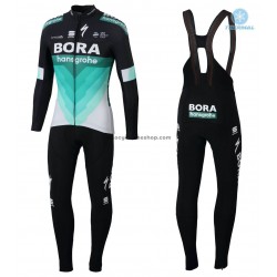 Tenue Maillot M/L + Collant à Bretelles 2018 Bora Hansgrohe Hiver Thermal Fleece M001