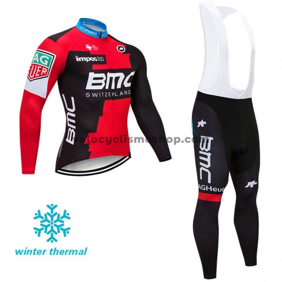 Tenue Maillot M/L + Collant à Bretelles 2018 BMC Racing Team Hiver Thermal Fleece M001