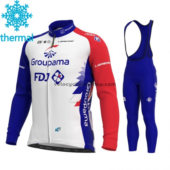 Tenue Maillot M/L + Collant à Bretelles 2021 Groupama-FDJ Hiver Thermal Fleece M001