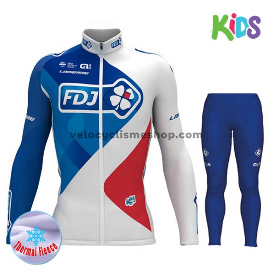 Tenue Maillot M/L + Collant Long 2017 FDJ Enfant Hiver Thermal Fleece M001