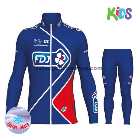 Tenue Maillot M/L + Collant Long 2017 FDJ Enfant Hiver Thermal Fleece M002