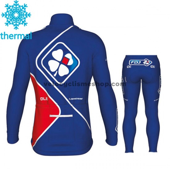 Tenue Maillot M/L + Collant Long 2017 FDJ Enfant Hiver Thermal Fleece M002