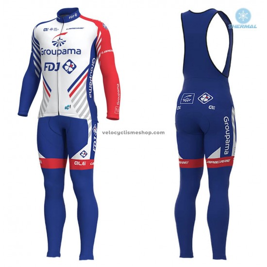 Tenue Maillot M/L + Collant à Bretelles 2018 FDJ Hiver Thermal Fleece M001