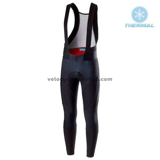 Tenue Maillot M/L + Collant à Bretelles 2018 Team Sky Hiver Thermal Fleece M002