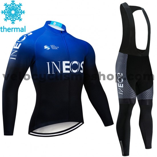 Tenue Maillot M/L + Collant à Bretelles 2019 TEAM INEOS Hiver Thermal Fleece M002