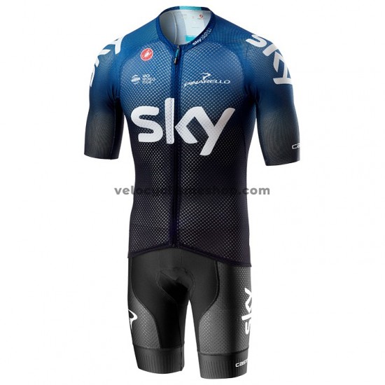 Tenue Maillot + Cuissard à Bretelles 2019 Team Sky M001