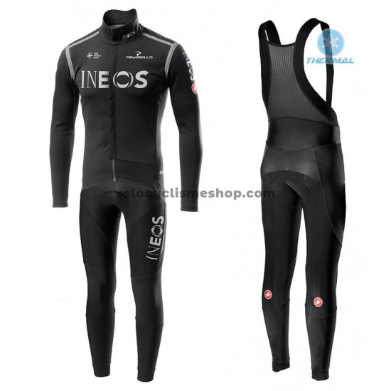 Tenue Maillot M/L + Collant à Bretelles 2020 TEAM INEOS Hiver Thermal Fleece M002