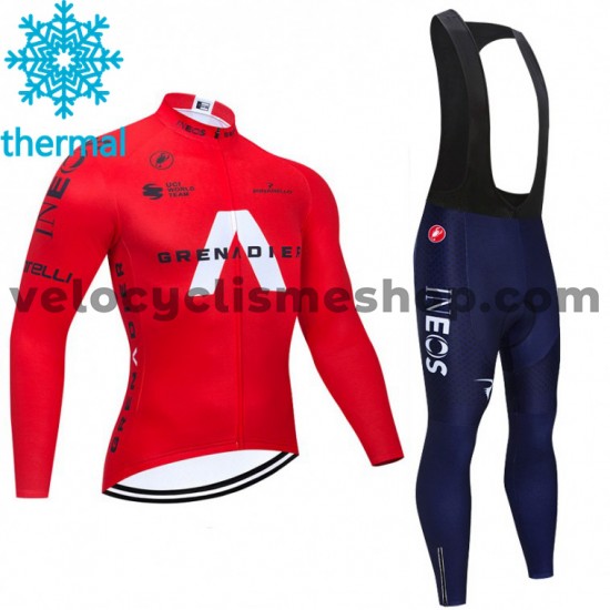 Tenue Maillot M/L + Collant à Bretelles 2021 Ineos Grenadiers Hiver Thermal Fleece M005