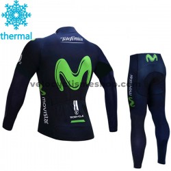 Tenue Maillot M/L + Collant Long 2017 Movistar Team Enfant Hiver Thermal Fleece M001