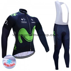 Tenue Maillot M/L + Collant à Bretelles 2017 Movistar Team Hiver Thermal Fleece M001