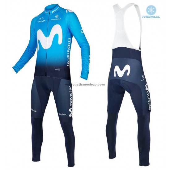 Tenue Maillot M/L + Collant à Bretelles 2018 Movistar Team Hiver Thermal Fleece M001