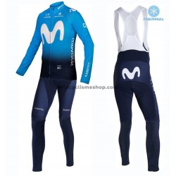 Tenue Maillot M/L + Collant à Bretelles 2019 Movistar Team Hiver Thermal Fleece M001