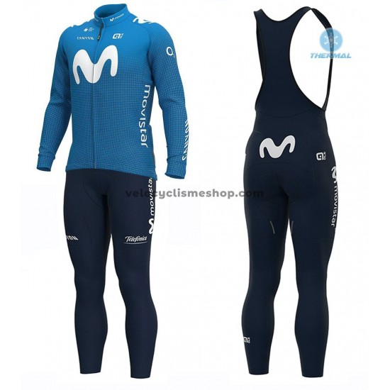 Tenue Maillot M/L + Collant à Bretelles 2020 Movistar Team Hiver Thermal Fleece M001