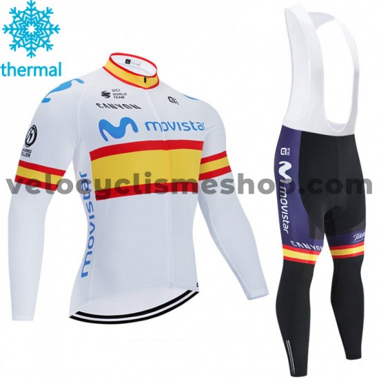 Tenue Maillot M/L + Collant à Bretelles 2020 Movistar Team Hiver Thermal Fleece M002