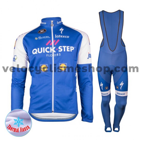 Tenue Maillot M/L + Collant à Bretelles 2017 Quick-Step Floors Hiver Thermal Fleece M001