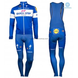 Tenue Maillot M/L + Collant à Bretelles 2018 Quick Step Floors Hiver Thermal Fleece M001