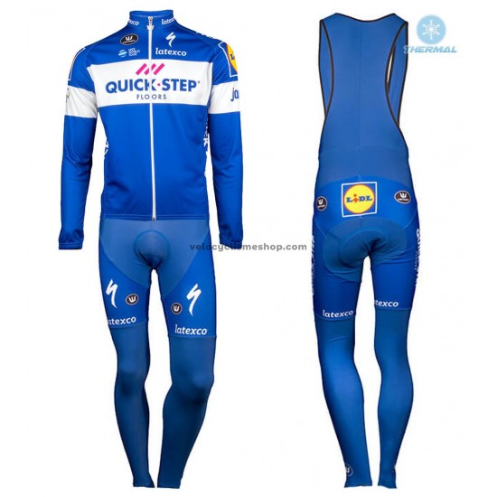 Tenue Maillot M/L + Collant à Bretelles 2018 Quick Step Floors Hiver Thermal Fleece M001