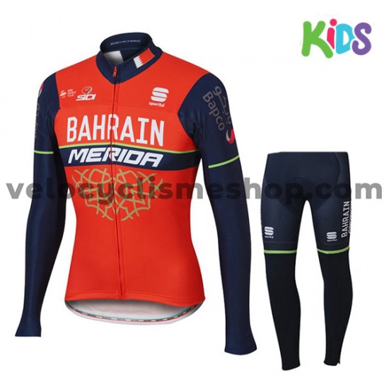 Tenue Maillot M/L + Collant Long 2017 Bahrain Merida Enfant M001