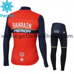 Tenue Maillot M/L + Collant Long 2017 Bahrain Merida Enfant Hiver Thermal Fleece M001