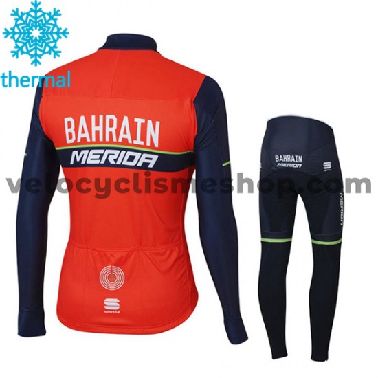 Tenue Maillot M/L + Collant Long 2017 Bahrain Merida Enfant Hiver Thermal Fleece M001