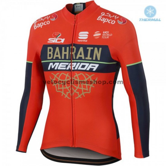 Maillot Cyclisme 2018 Bahrain Merida Hiver Thermal Fleece M001