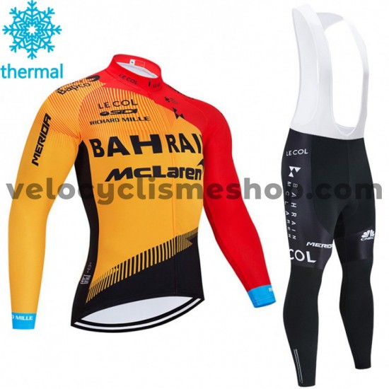 Tenue Maillot M/L + Collant à Bretelles 2020 Team Bahrain McLaren Hiver Thermal Fleece M001