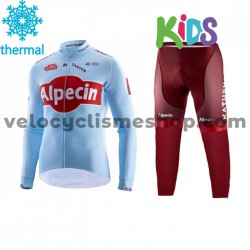 Tenue Maillot M/L + Collant Long 2019 Team Katusha Alpecin Enfant Hiver Thermal Fleece M001