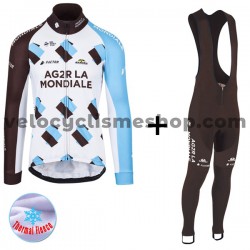 Tenue Maillot M/L + Collant à Bretelles 2017 AG2R La Mondiale Femmes Hiver Thermal Fleece M001