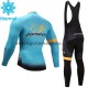 Tenue Maillot M/L + Collant à Bretelles 2017 Astana Pro Team Femmes Hiver Thermal Fleece M001