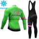 Tenue Maillot M/L + Collant à Bretelles 2017 Astana Pro Team Femmes Hiver Thermal Fleece M002