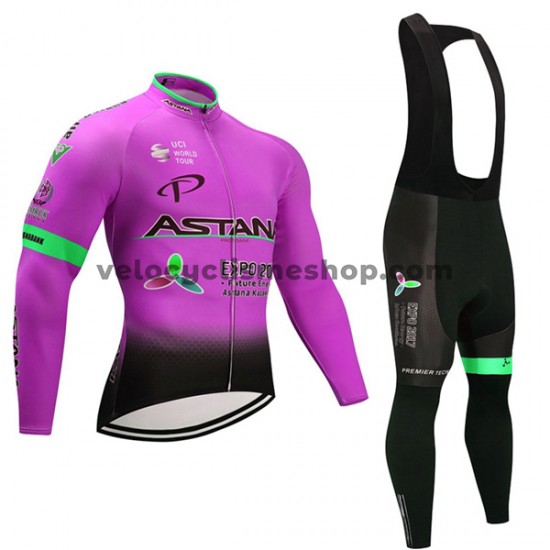 Tenue Maillot M/L + Collant à Bretelles 2017 Astana Pro Team Femmes M003