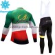 Tenue Maillot M/L + Collant à Bretelles 2017 Astana Pro Team Femmes Hiver Thermal Fleece M004
